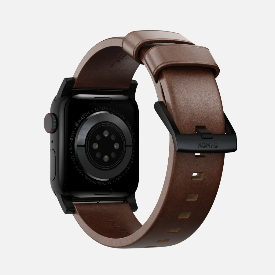 Ремінець Nomad Modern Horween Leather Band Black Hardware для Apple Watch 41mm/42mm - Rustic Brown (NM1A3RBM00)