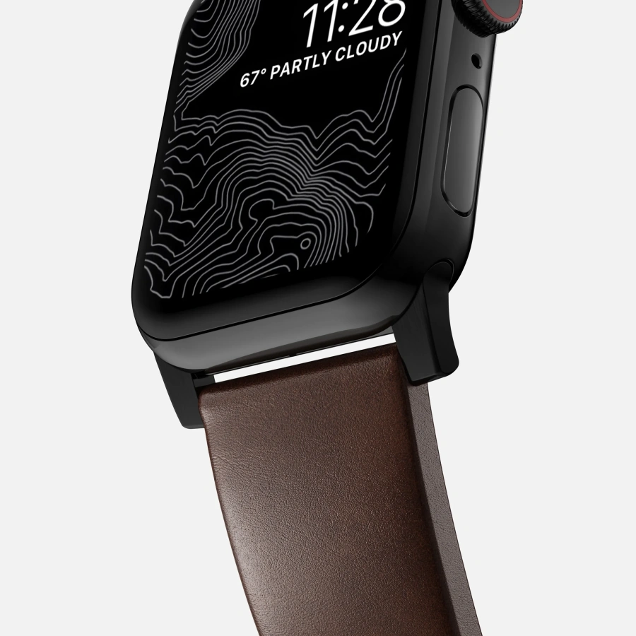Ремінець Nomad Modern Horween Leather Band Black Hardware для Apple Watch 41mm/42mm - Rustic Brown (NM1A3RBM00)