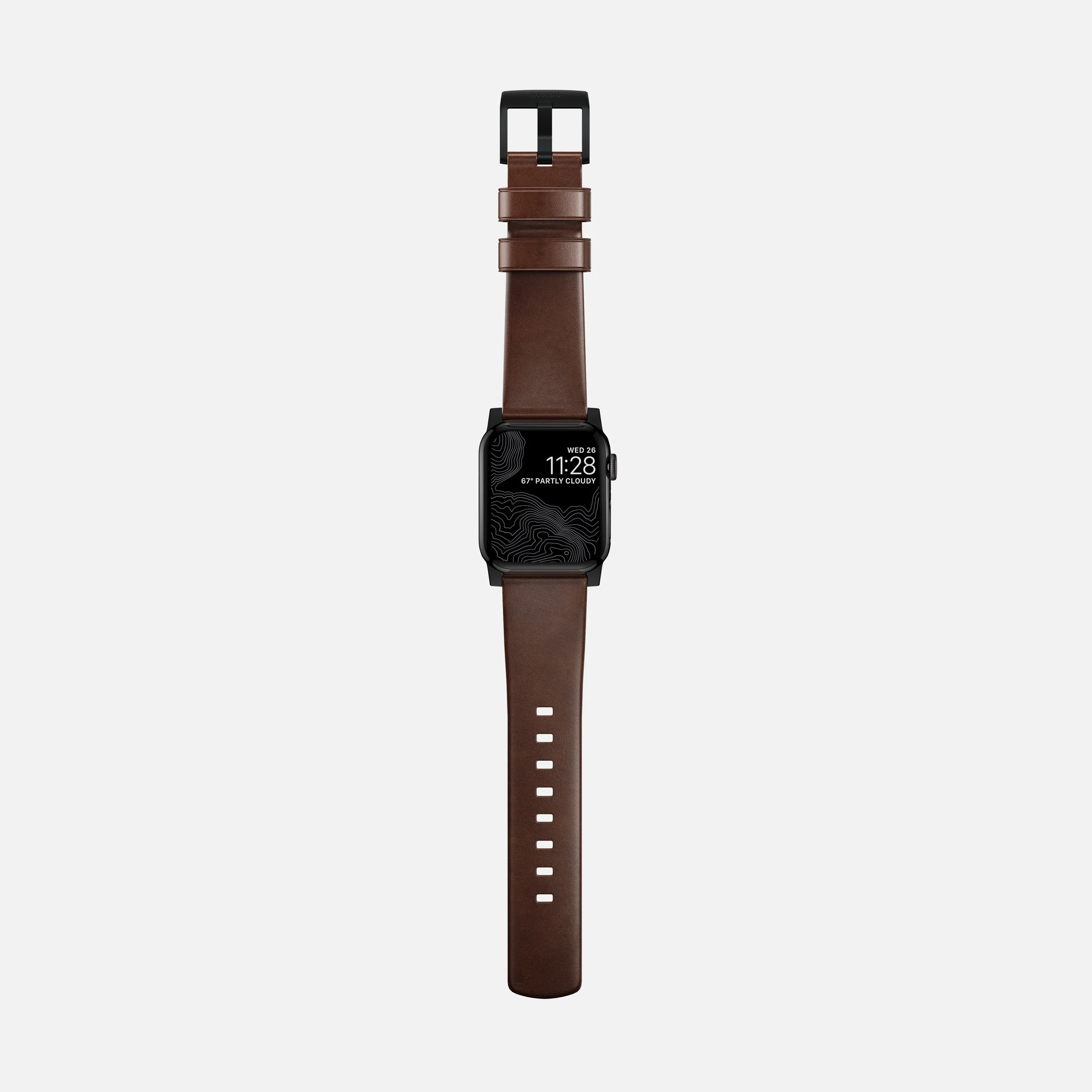 Ремінець Nomad Modern Horween Leather Band Black Hardware для Apple Watch 41mm/42mm - Rustic Brown (NM1A3RBM00)