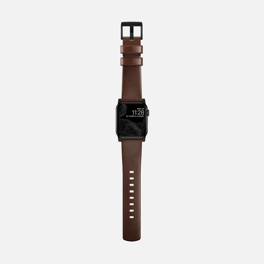 Ремінець Nomad Modern Horween Leather Band Black Hardware для Apple Watch 41mm/42mm - Rustic Brown (NM1A3RBM00)