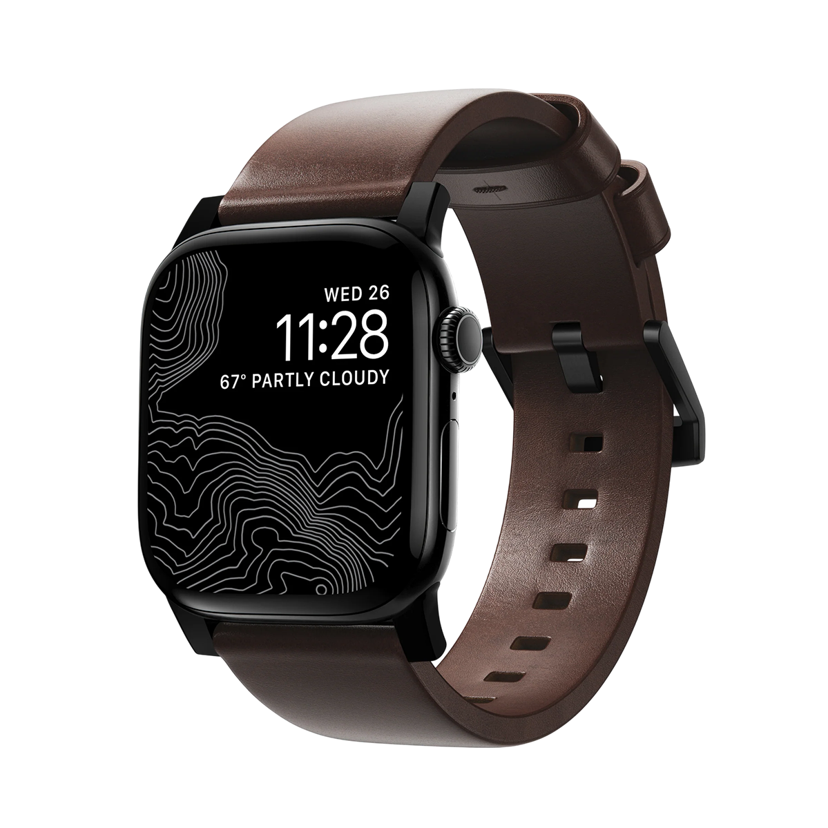 Ремінець Nomad Modern Horween Leather Band Black Hardware для Apple Watch 41mm/42mm - Rustic Brown (NM1A3RBM00)