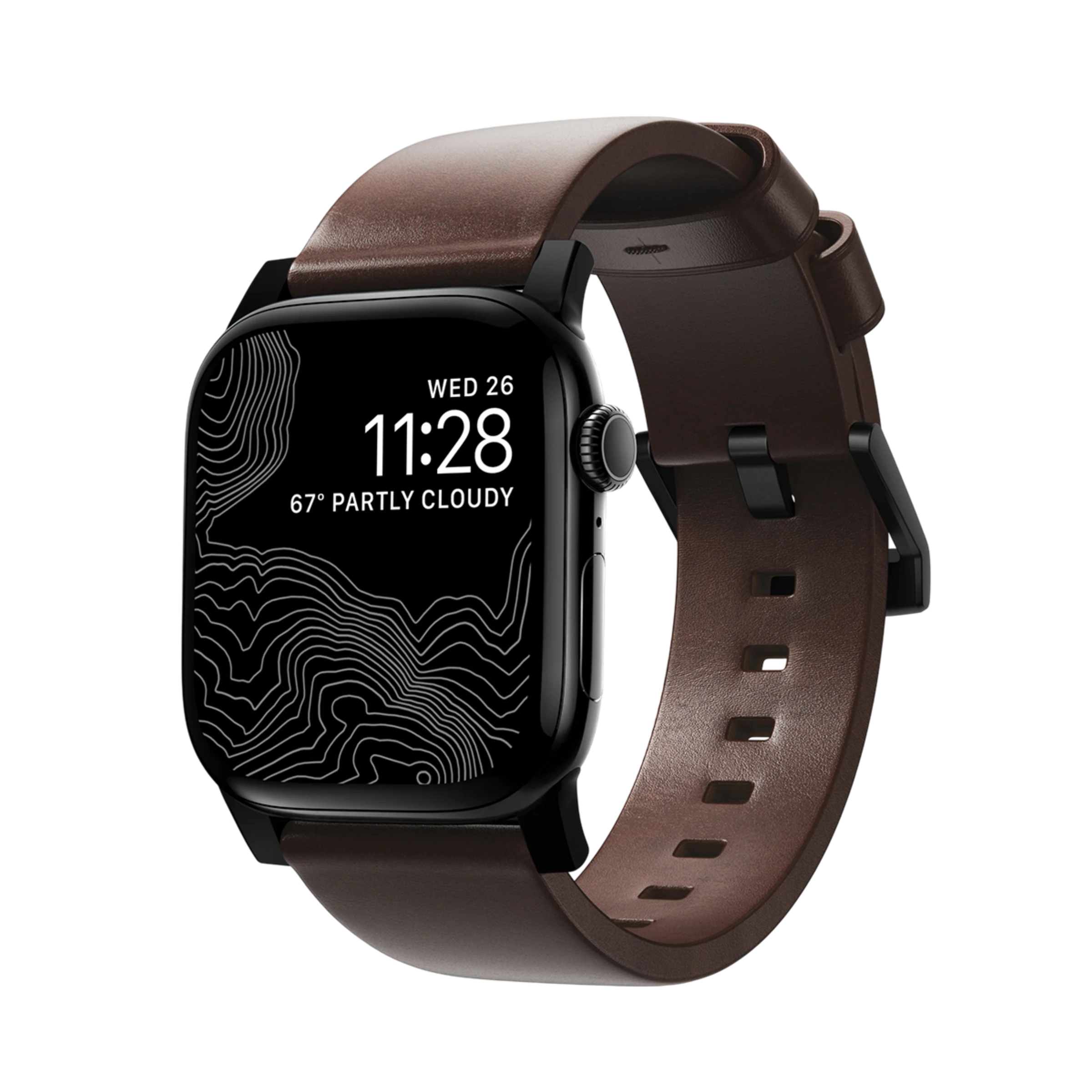 Ремінець Nomad Modern Horween Leather Band Black Hardware для Apple Watch 41mm/42mm - Rustic Brown (NM1A3RBM00)