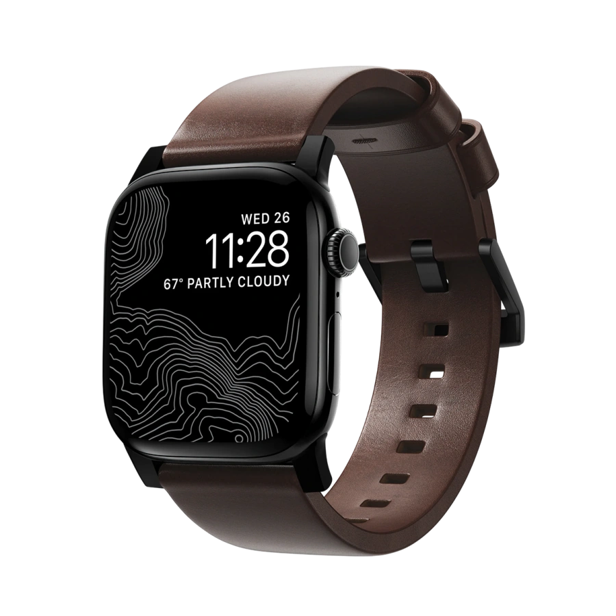 Ремінець Nomad Modern Horween Leather Band Black Hardware для Apple Watch 41mm/42mm - Rustic Brown (NM1A3RBM00)