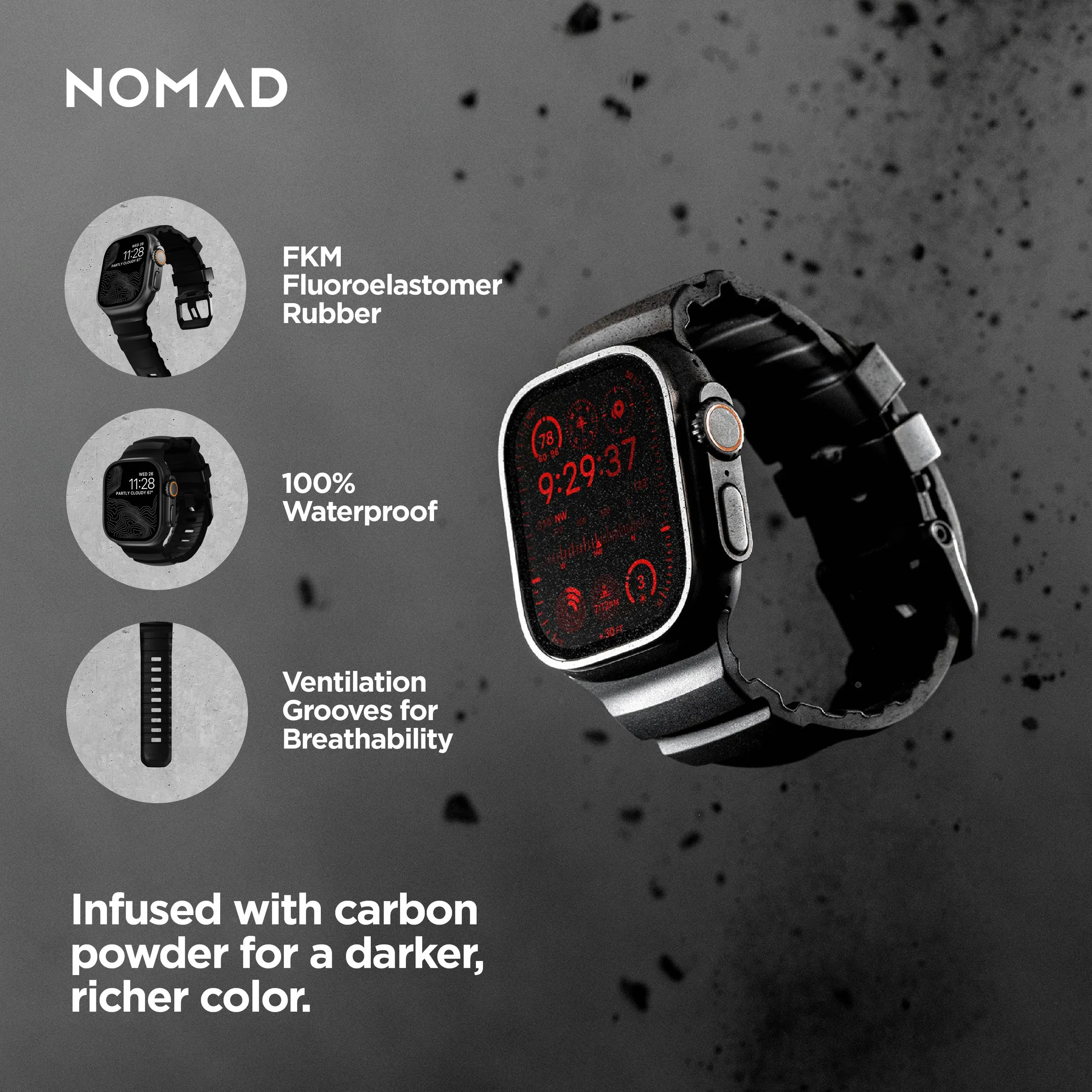 Ремінець Nomad Rocky Point Band Black Titanium Hardware 46mm/49mm - Carbon Black (NM011697858)