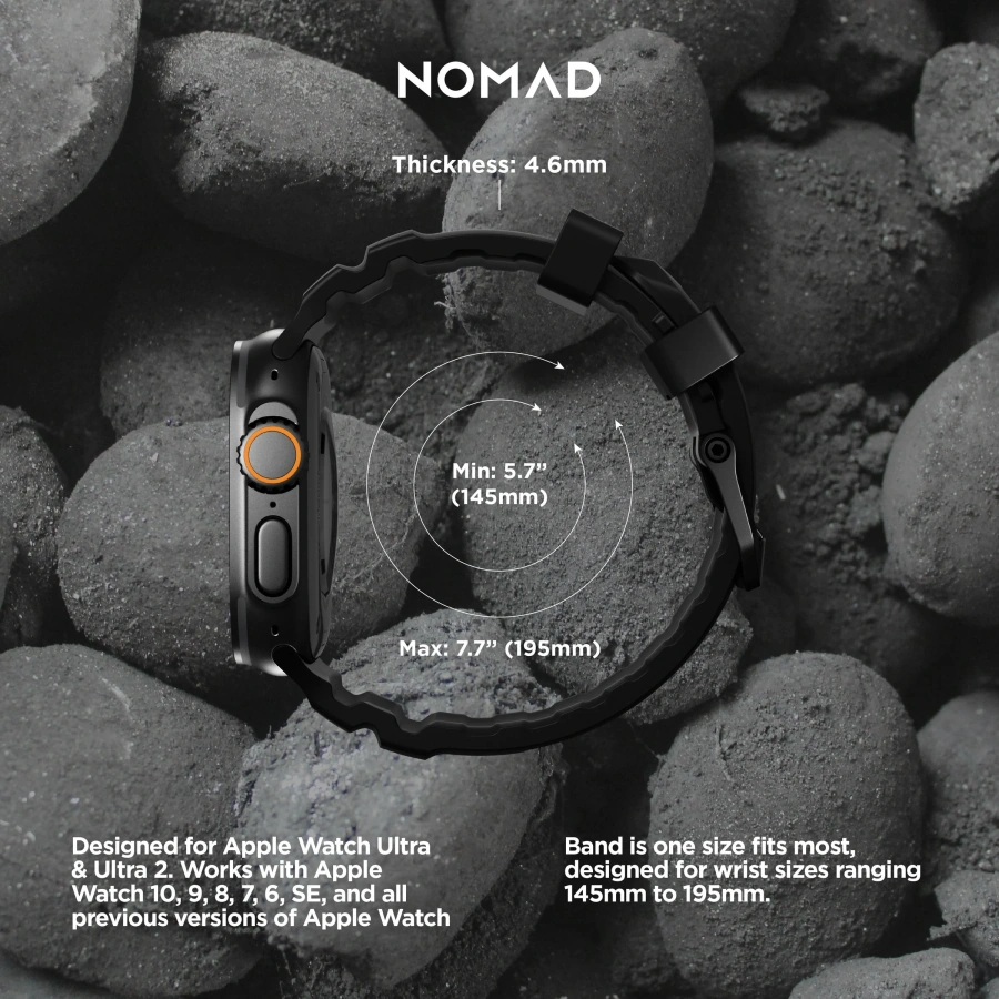 Ремінець Nomad Rocky Point Band Black Titanium Hardware 46mm/49mm - Carbon Black (NM011697858)