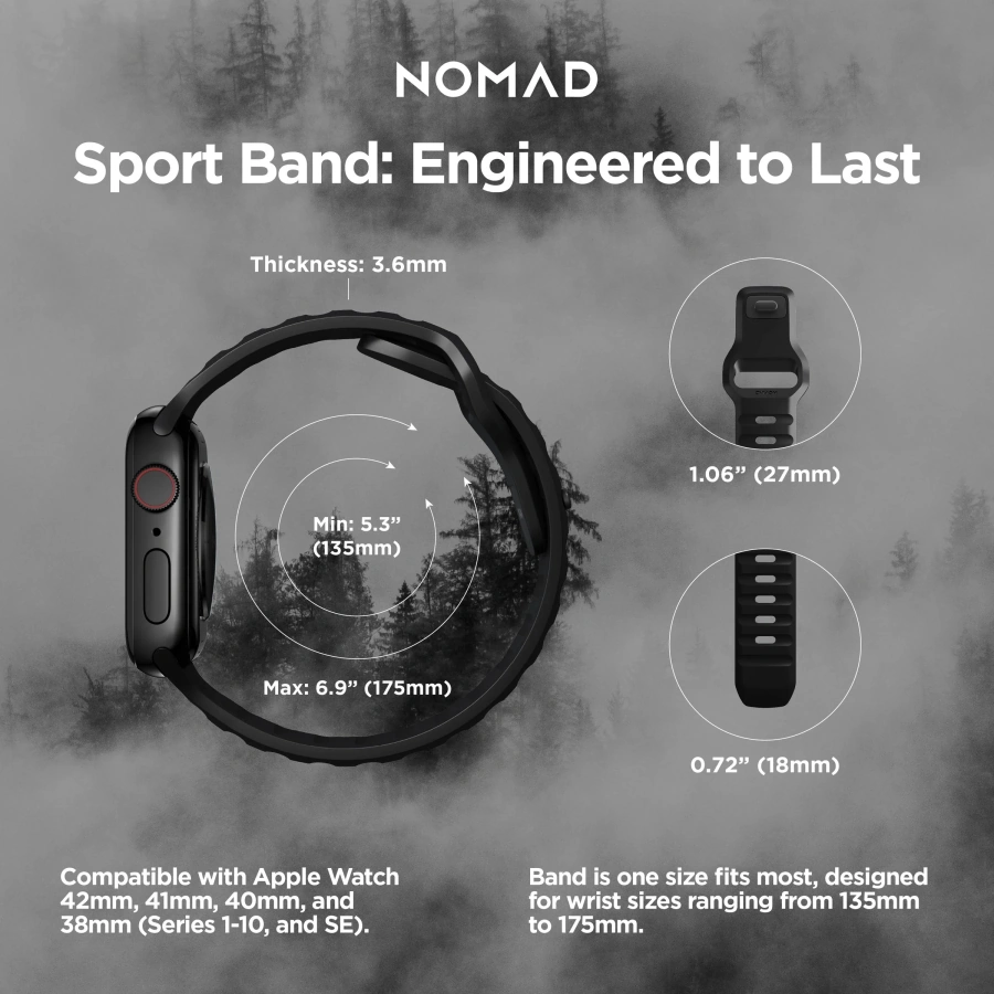 Ремінець NOMAD Sport Band для Apple Watch 41mm/42mm - Black (NM1A310000)