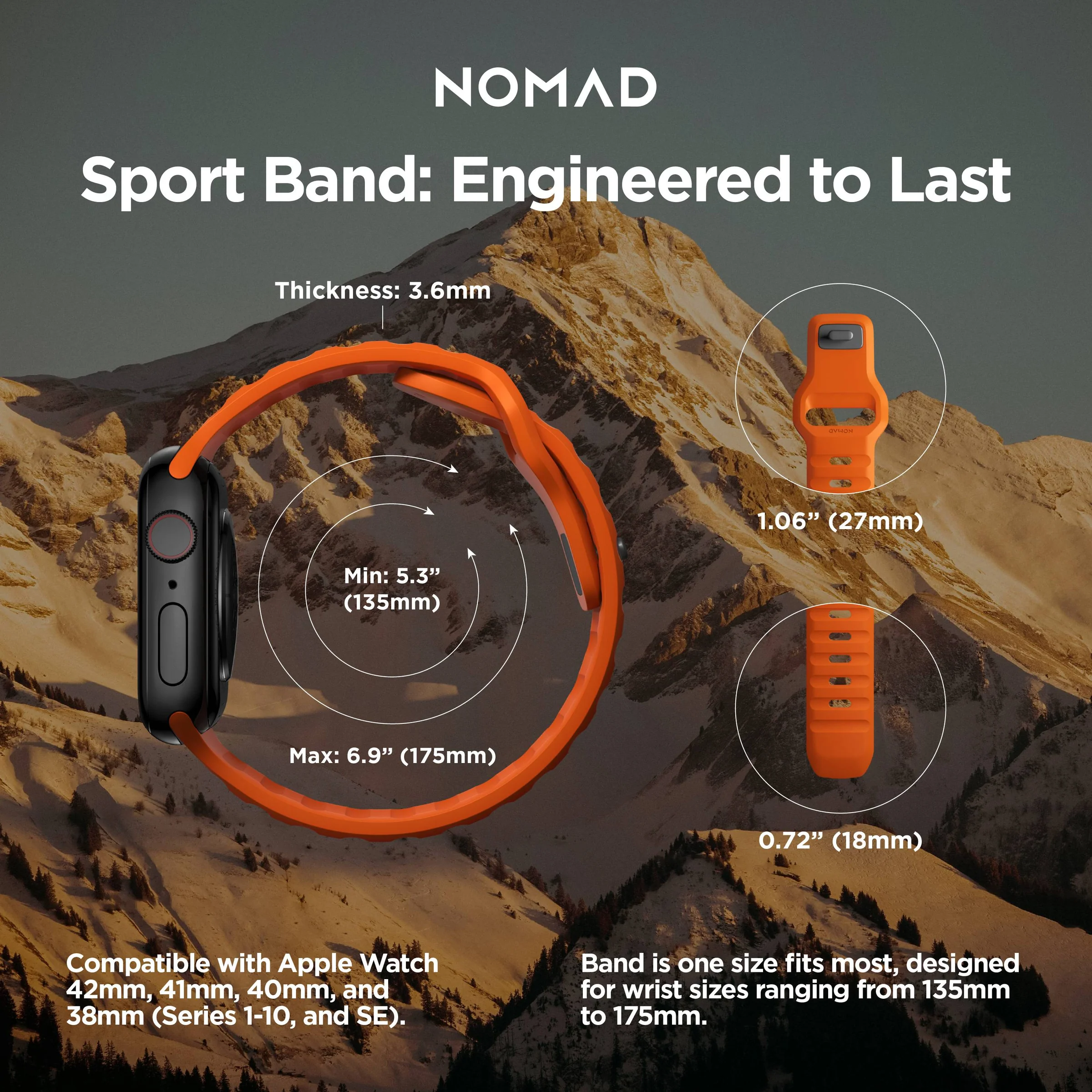 Ремінець NOMAD Sport Band для Apple Watch 41mm/42mm - Ultra Orange (NM01119685)