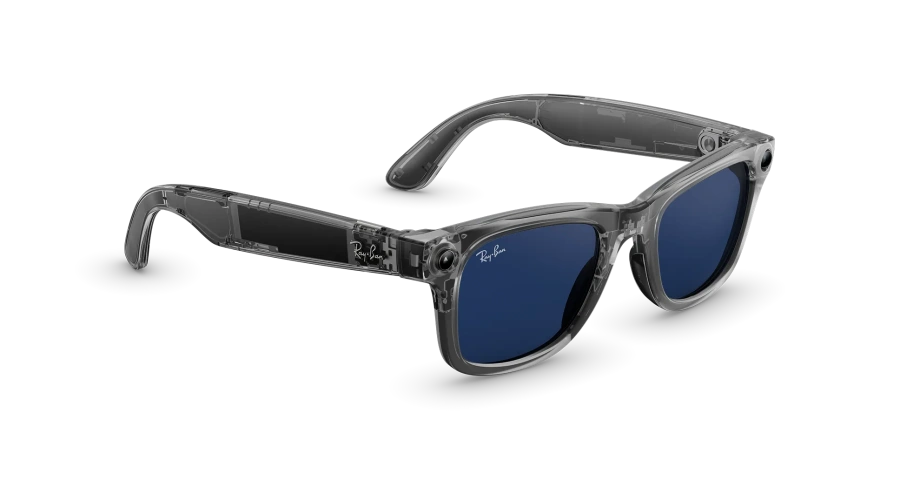 Смарт-окуляри Ray-Ban | Meta Wayfarer [Gen 2] Large Shiny Transparent Grey Frame/Clear to Sapphire Lenses (RW4012 6840MF 53-22)
