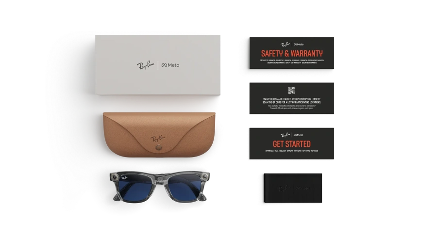 Смарт-окуляри Ray-Ban | Meta Wayfarer [Gen 2] Large Shiny Transparent Grey Frame/Clear to Sapphire Lenses (RW4012 6840MF 53-22)