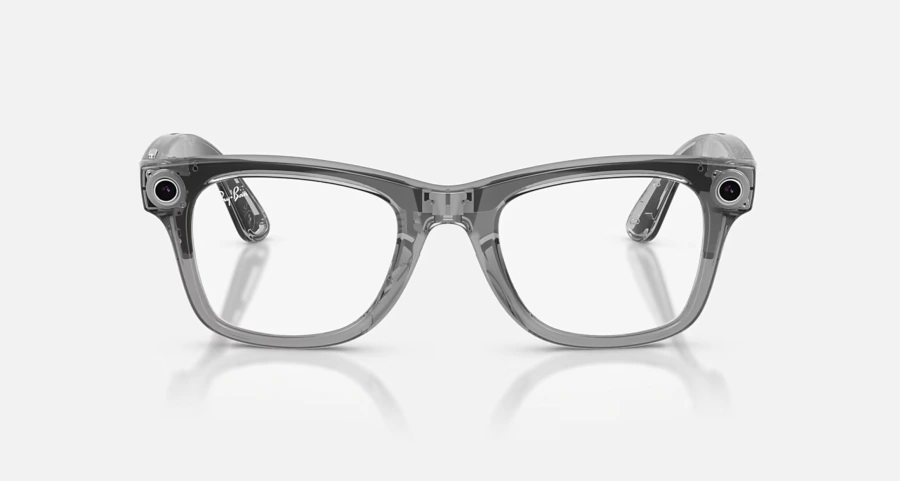 Смарт-окуляри Ray-Ban | Meta Wayfarer [Gen 2] Large Shiny Transparent Grey Frame/Clear to Sapphire Lenses (RW4012 6840MF 53-22)