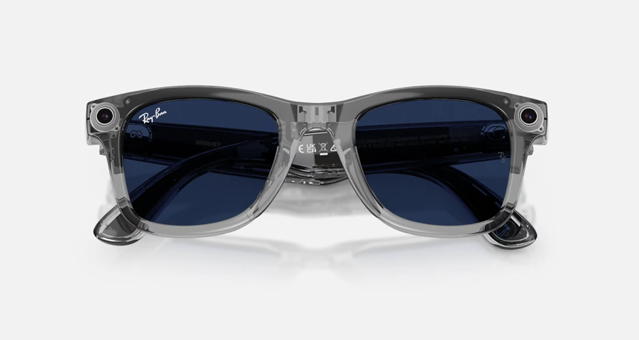 Смарт-окуляри Ray-Ban | Meta Wayfarer [Gen 2] Large Shiny Transparent Grey Frame/Clear to Sapphire Lenses (RW4012 6840MF 53-22)