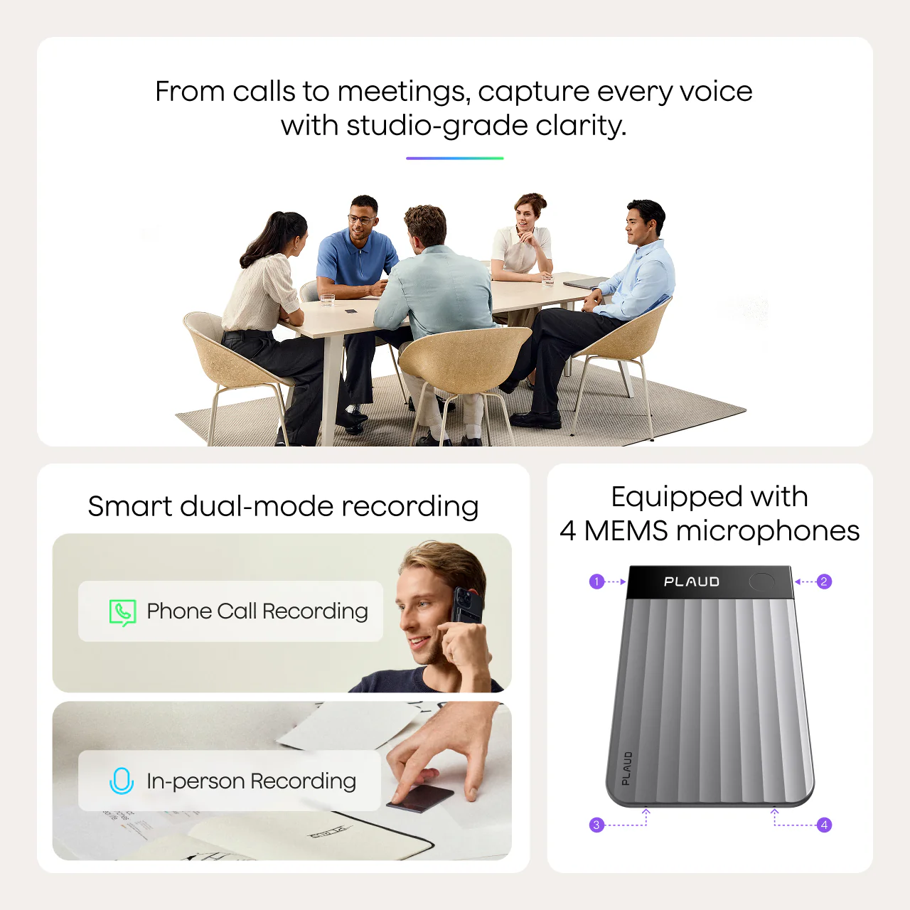 Цифровой диктофон PLAUD Note Pro with Free Magnetic Case - Silver (PN0300-SI)