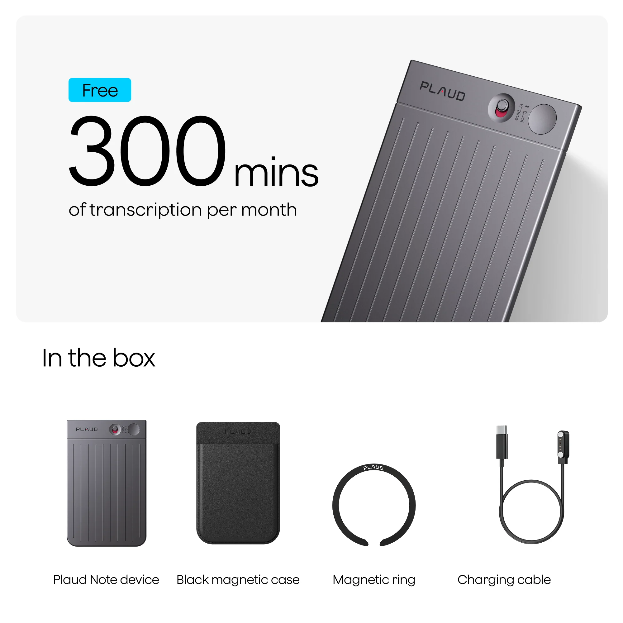 Цифровий диктофон PLAUD Note with Free Magnetic Case - Black (NB-100-BL)