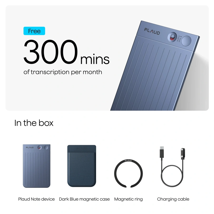 Цифровий диктофон PLAUD Note with Free Magnetic Case - Navy Blue (NB-100-NB)