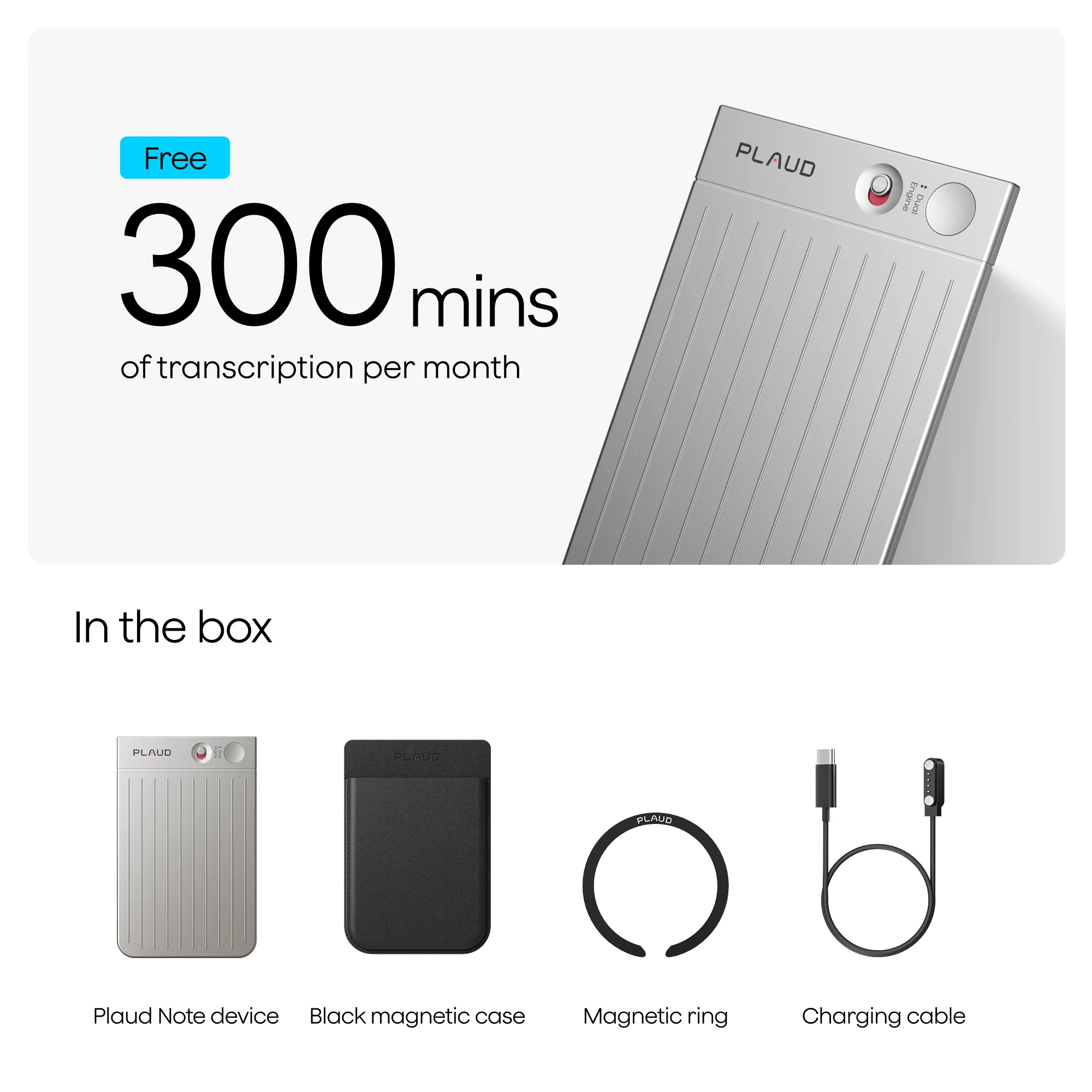 Цифровий диктофон PLAUD Note with Free Magnetic Case - Silver (NB-100-SI)