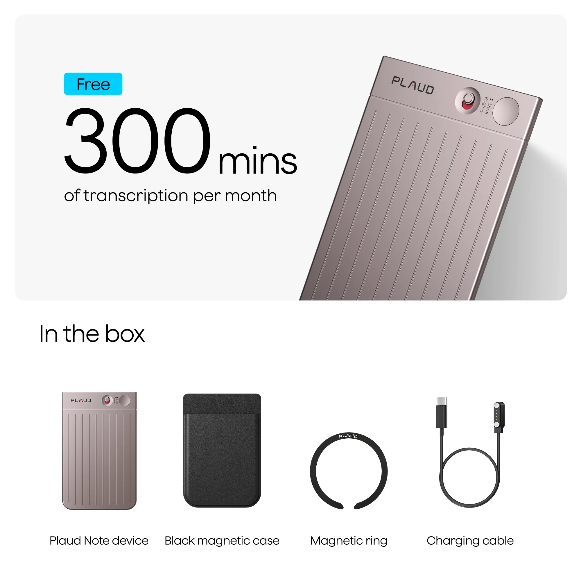 Цифровий диктофон PLAUD Note with Free Magnetic Case - Starlight (NB-100-ST)