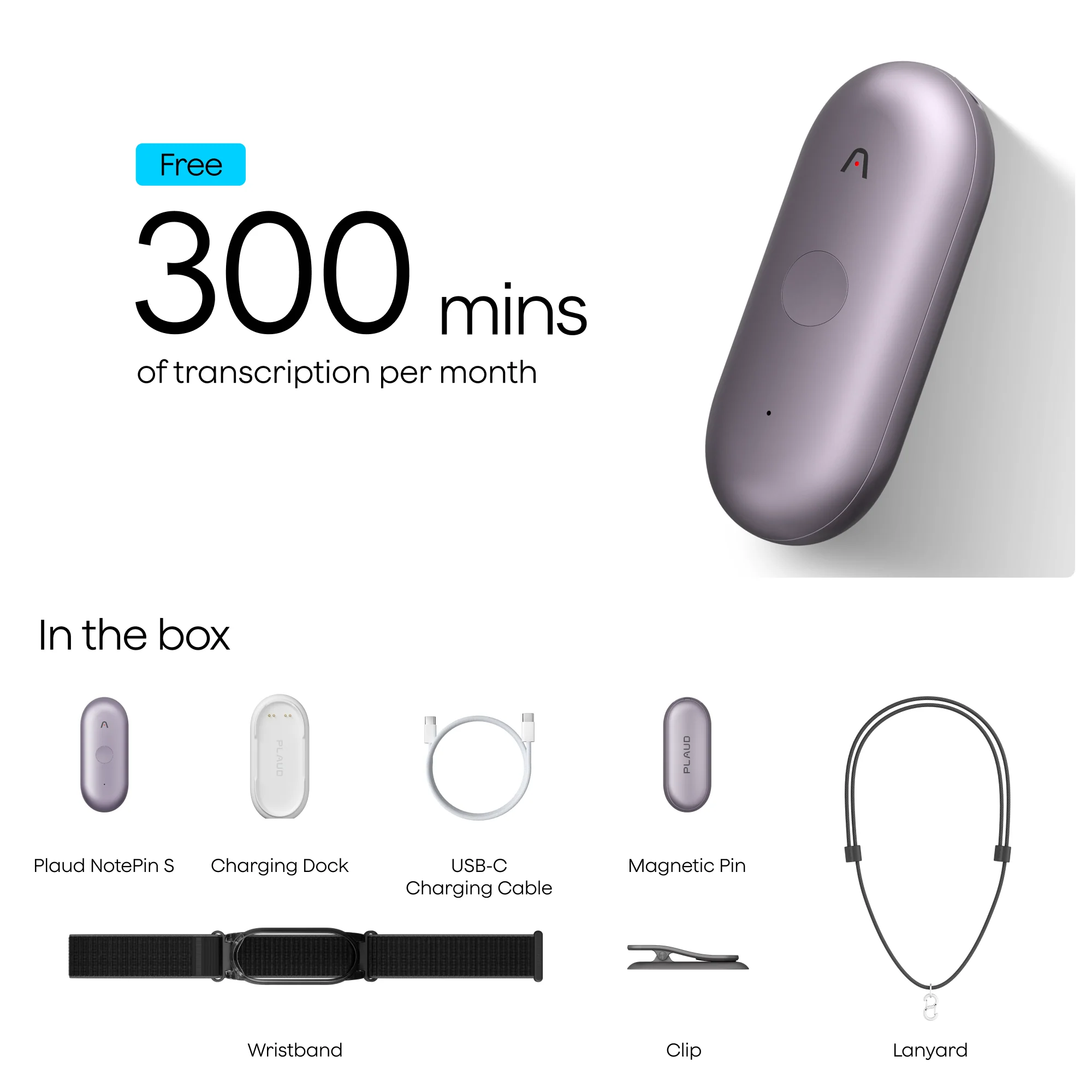 Цифровий диктофон PLAUD NotePin S - Purple (PN0210-PP)