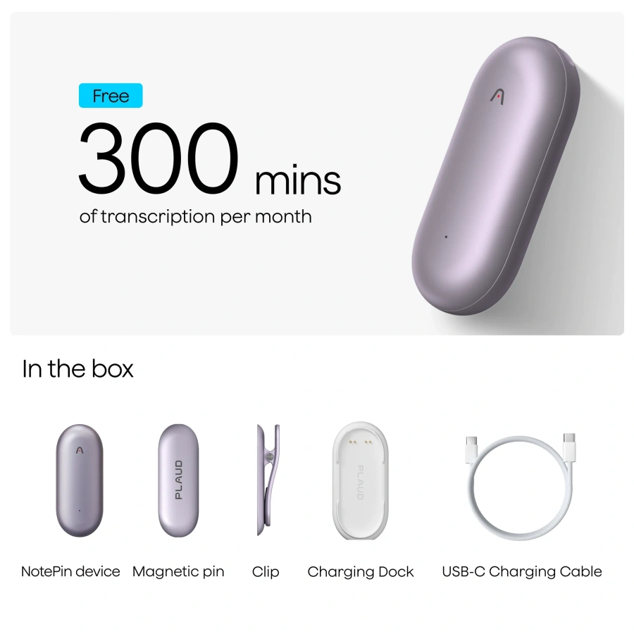 Цифровий диктофон PLAUD NotePin - Sunset Purple (PN0200-SP)