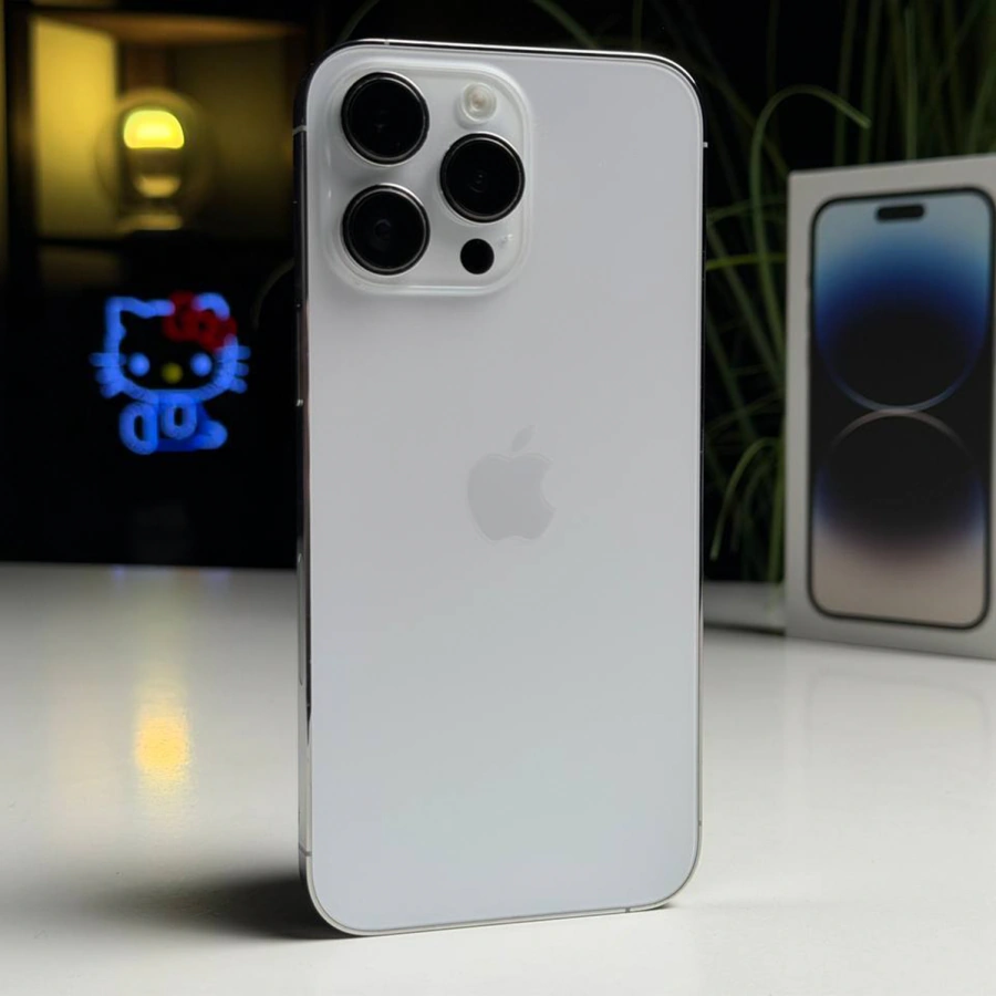 ВЖИВАНИЙ Б/У Apple iPhone 14 Pro Max 128GB Silver eSim (MQ8P3) - Стан: гарний | Акумулятор: 100% | Комплектація: повний | Гарантія: 3 міс.