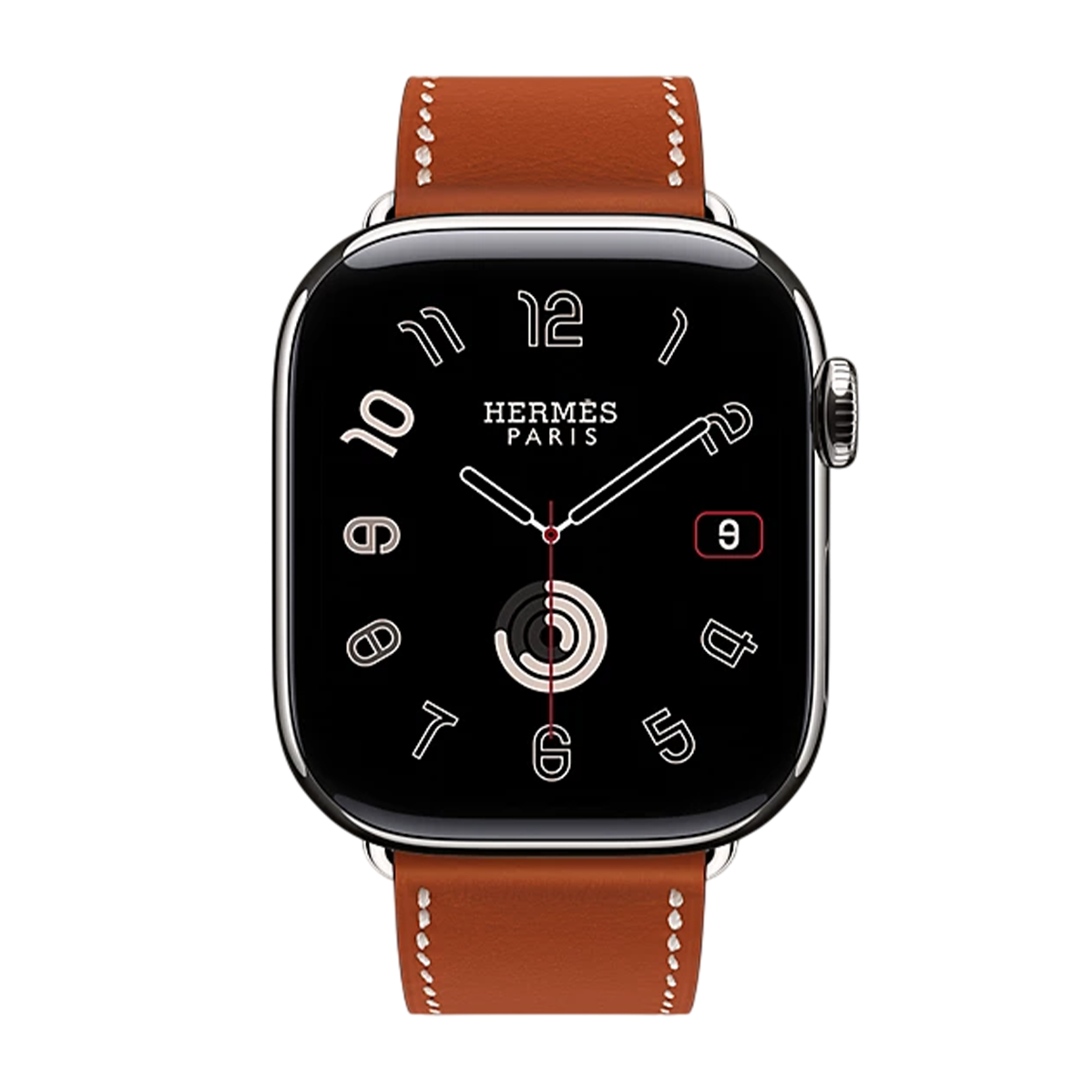 Apple Watch Hermès Series 11 GPS + Cellular 46mm Silver Titanium Case with Single Tour Band in Cuivre Swift Calfskin with Naturel Stitching (H0009971 01LCW | H0002031J6C)