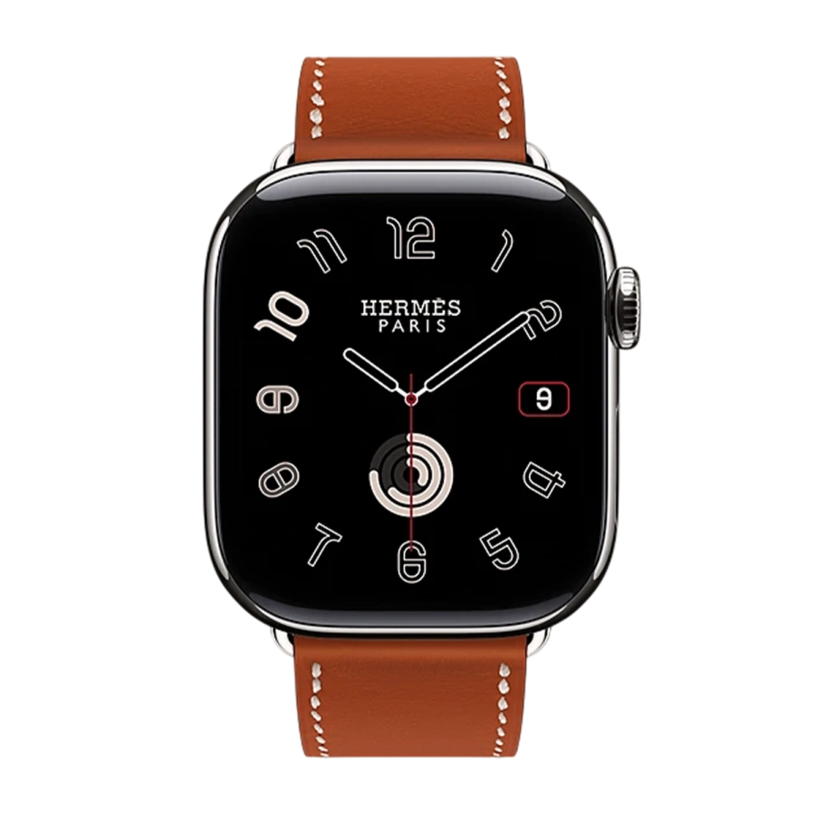 Apple Watch Hermès Series 11 GPS + Cellular 46mm Silver Titanium Case with Single Tour Band in Cuivre Swift Calfskin with Naturel Stitching (H0009971 01LCW | H0002031J6C)