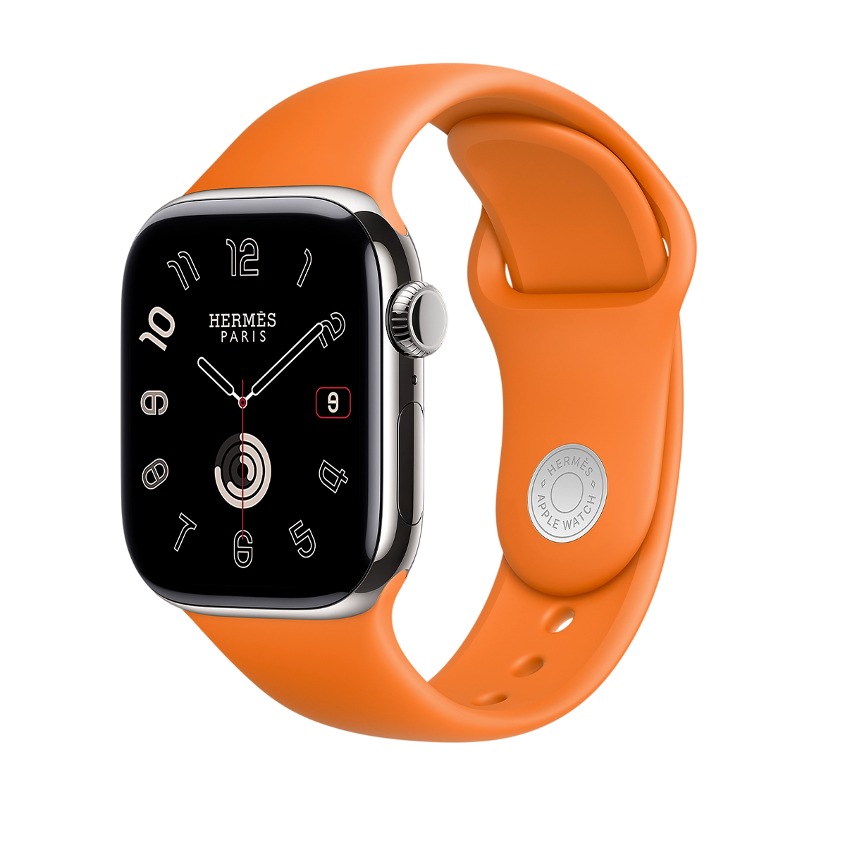 Apple Watch Hermès Series 11 GPS + Cellular 46mm Silver Titanium Case with Single Tour Band in Cuivre Swift Calfskin with Naturel Stitching (H0009971 01LCW | H0002031J6C)