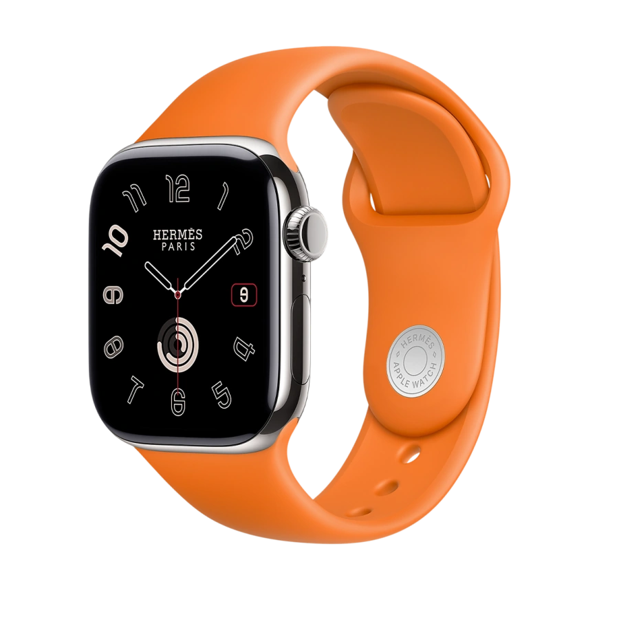 Apple Watch Hermès Series 11 GPS + Cellular 46mm Silver Titanium Case with Single Tour Band in Cuivre Swift Calfskin with Naturel Stitching (H0009971 01LCW | H0002031J6C)