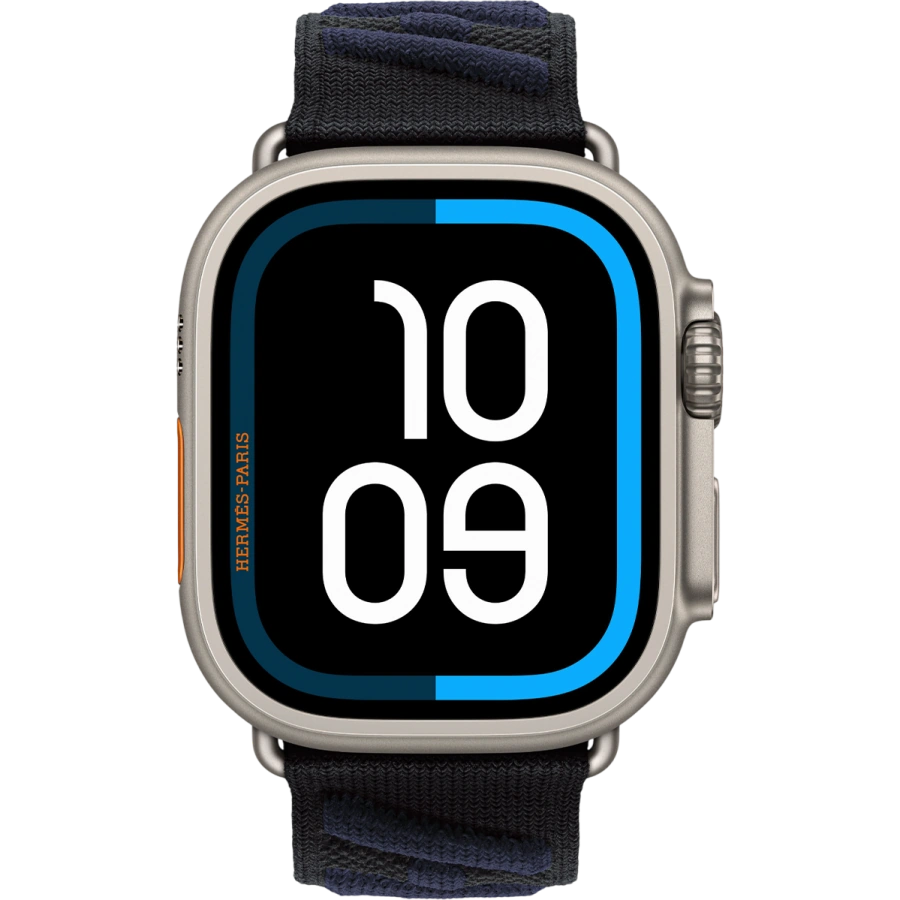 Apple Watch Hermès Ultra 3 GPS + Cellular 49mm Natural Titanium Case with Noir/Bleu Nuit En Mer (MF2A4+MHXT4)