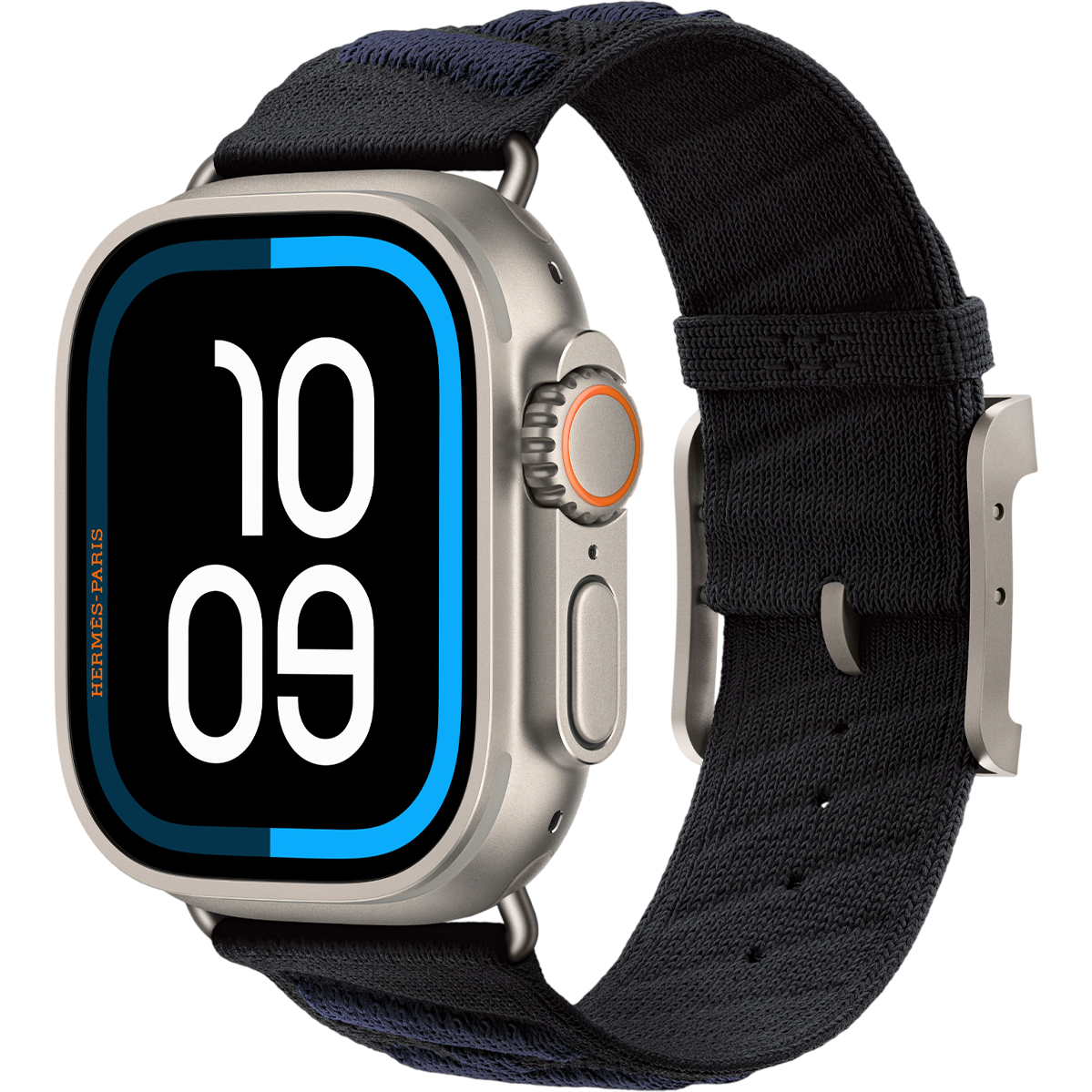 Apple Watch Hermès Ultra 3 GPS + Cellular 49mm Natural Titanium Case with Noir/Bleu Nuit En Mer (MF2A4+MHXT4)