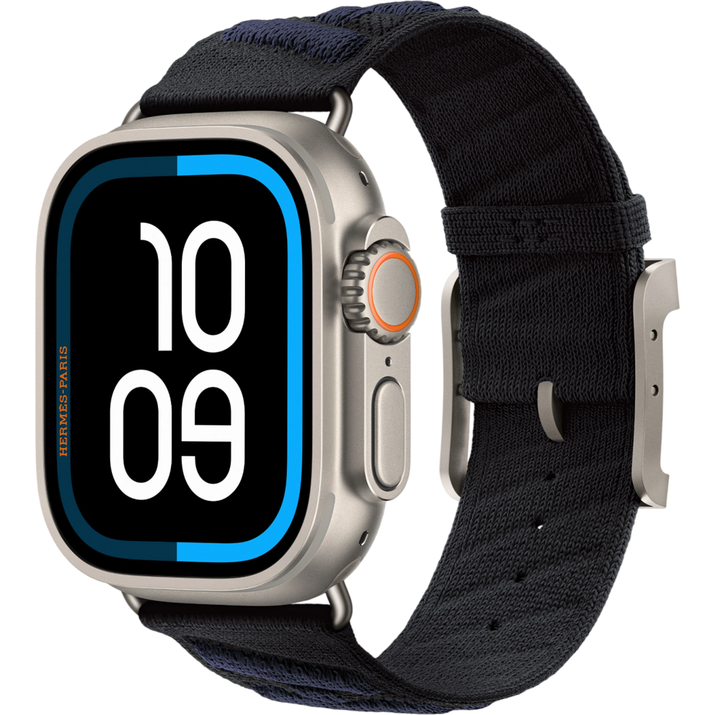 Apple Watch Hermès Ultra 3 GPS + Cellular 49mm Natural Titanium Case with Noir/Bleu Nuit En Mer (MF2A4+MHXT4)