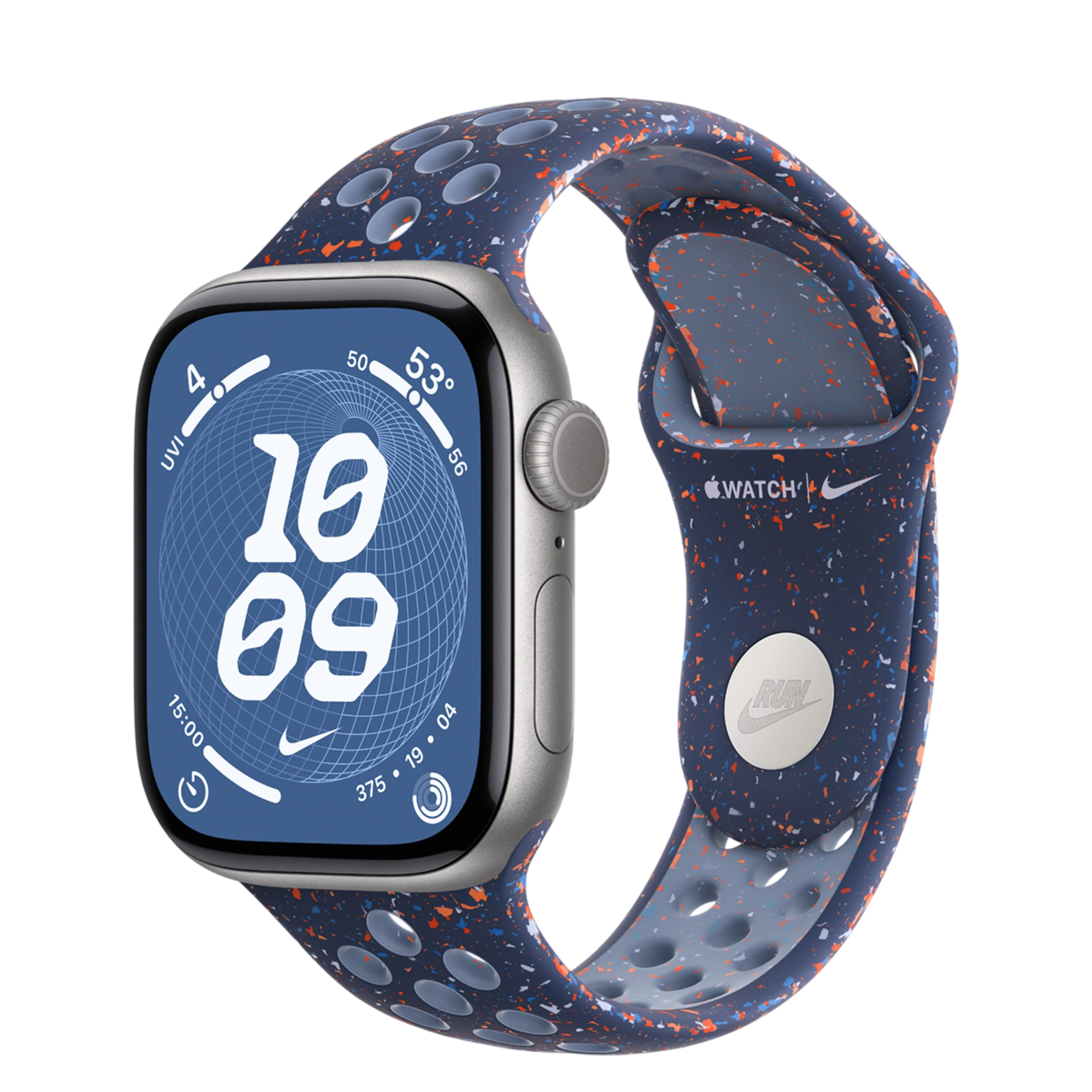 Apple Watch Series 11 GPS 42mm Space Gray Aluminium Case with Blue Ribbon Nike Sport Band - M/L (MEW14+MGAX4)