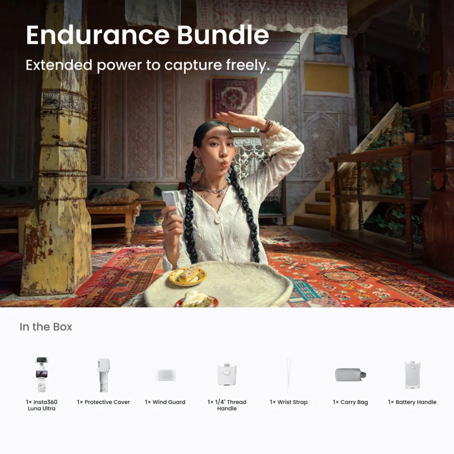 Екшн-камера Insta360 Luna Ultra [Endurance Bundle] - Stellar White