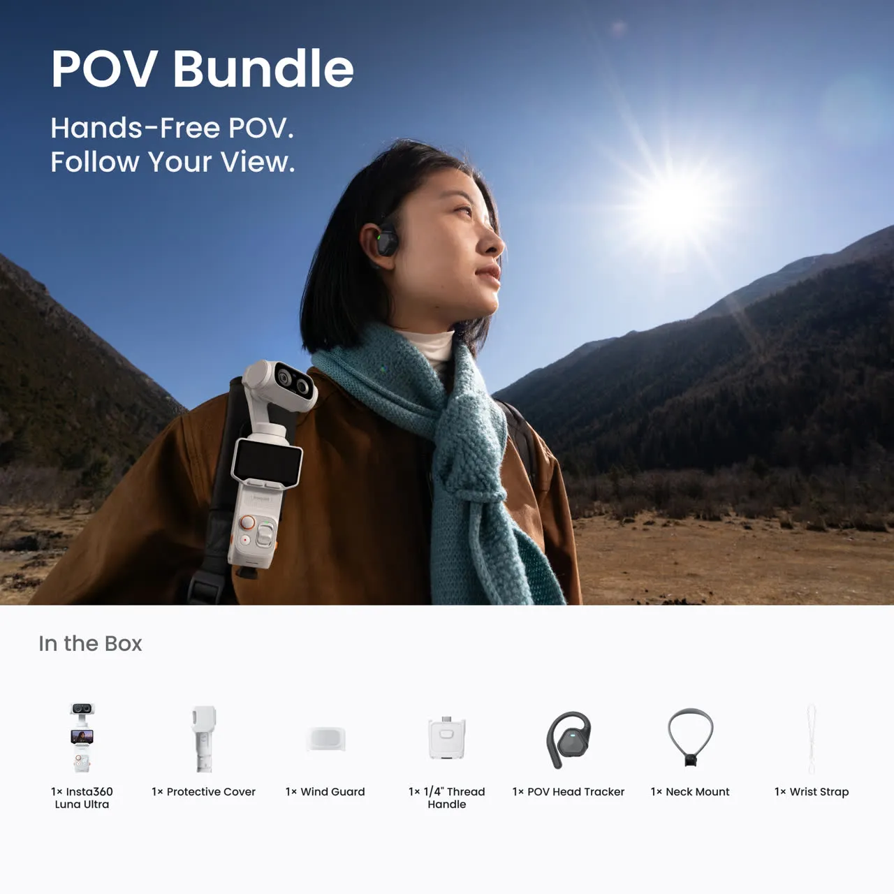 Екшн-камера Insta360 Luna Ultra [POV Bundle] - Stellar White
