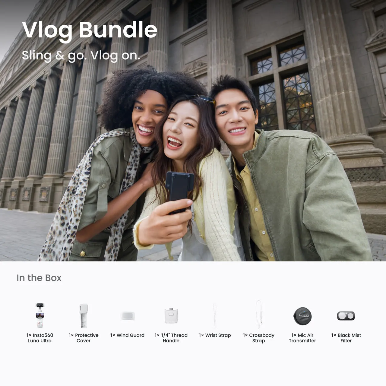 Екшн-камера Insta360 Luna Ultra [Vlog Bundle] - Stellar White