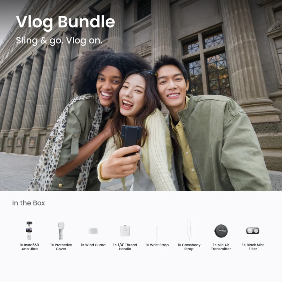 Екшн-камера Insta360 Luna Ultra [Vlog Bundle] - Stellar White