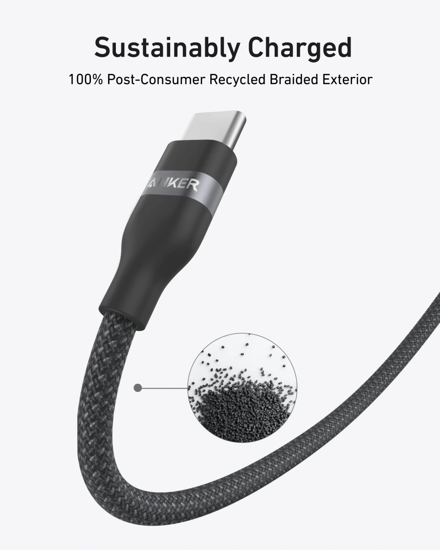 Кабель Anker USB-C to USB-C Cable 1.8m 240W Upcycled-Braided - Black (A82E2H12)