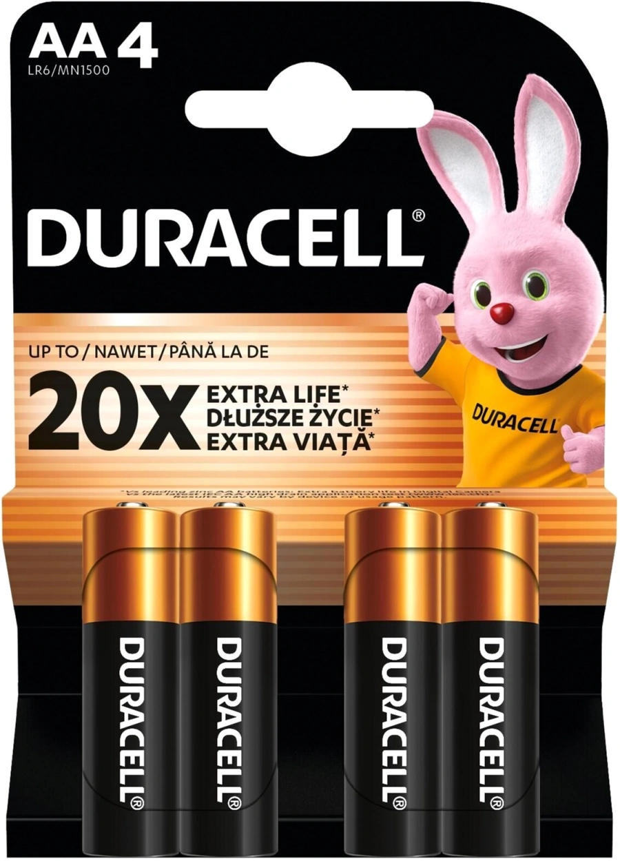 Лужні батарейки Duracell AA LR6 MN1500 4 шт (5020542, 5020630, 5014459, 5006200)