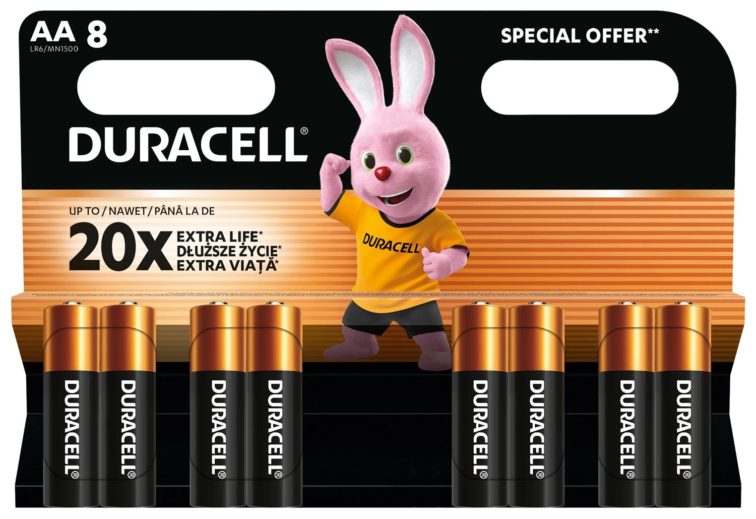 Лужні батарейки Duracell AA LR6 MN1500 8 шт (5020548, 5016906, 5016904, 5006201)
