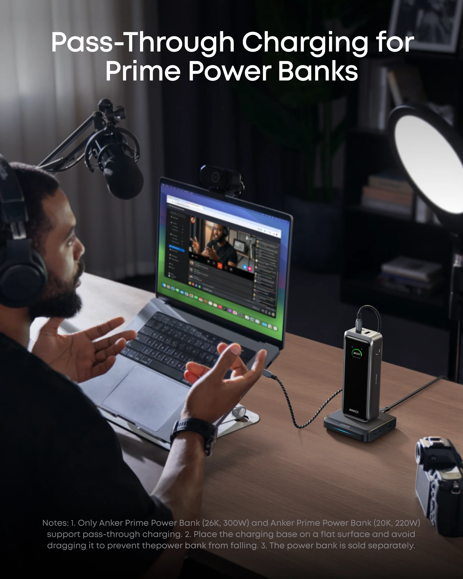 Мережевий зарядний пристрій Anker Prime Charging Base for Anker Prime with Pogo Pin [150W, 3 Ports] - Black (A1903G11)