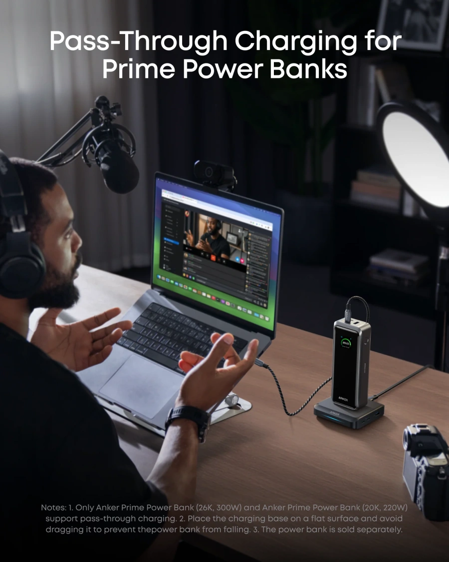 Мережевий зарядний пристрій Anker Prime Charging Base for Anker Prime with Pogo Pin [150W, 3 Ports] - Black (A1903G11)