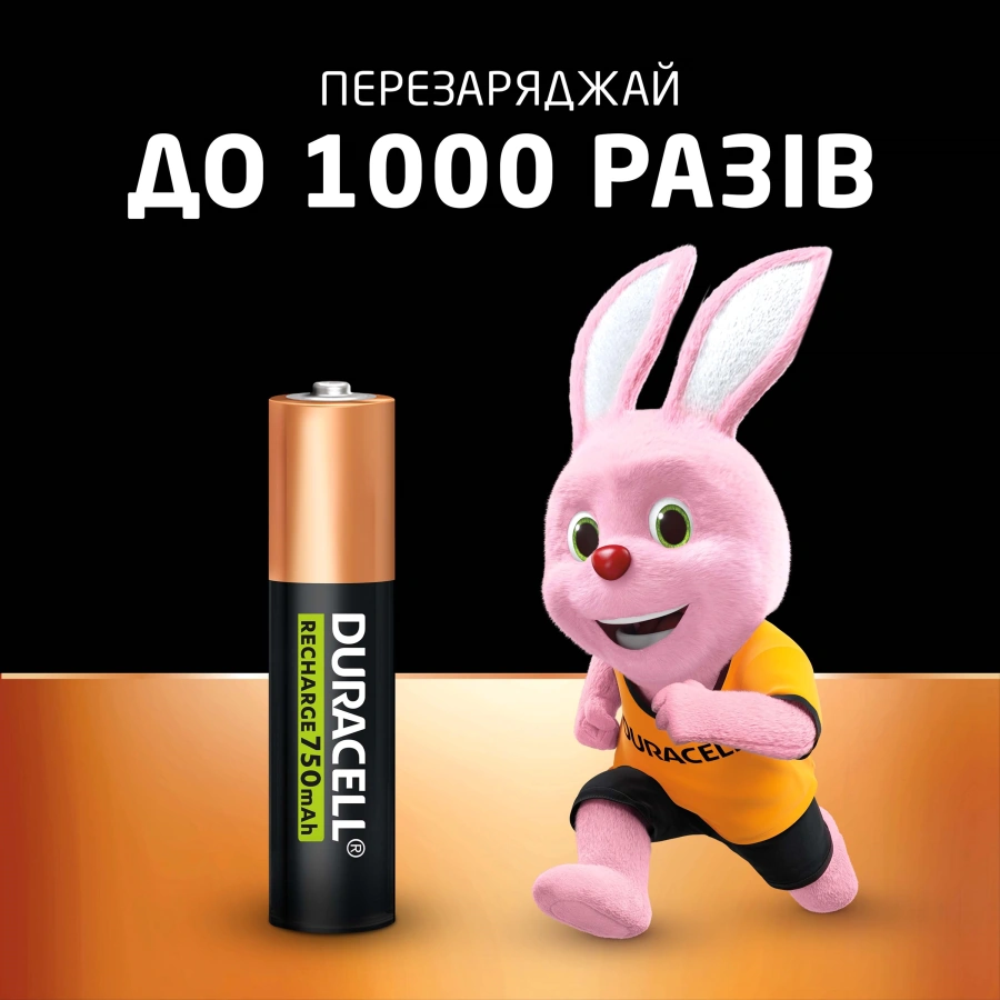 Перезаряджаємі акумулятори Duracell Recharge AAA HR03 750mAh 4 шт (5017770, 5017005, 5007331)