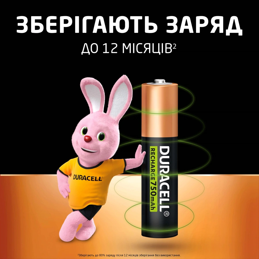 Перезаряджаємі акумулятори Duracell Recharge AAA HR03 750mAh 4 шт (5017770, 5017005, 5007331)