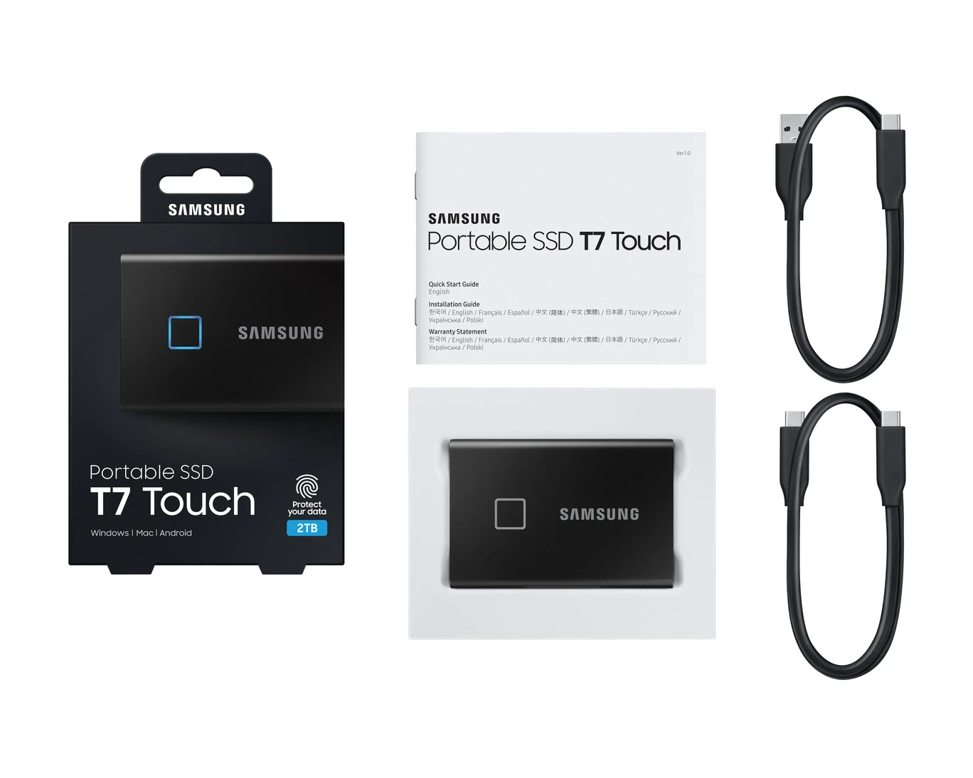 SSD накопичувач Samsung T7 Touch 2TB - Black (MU-PC2T0K/WW)