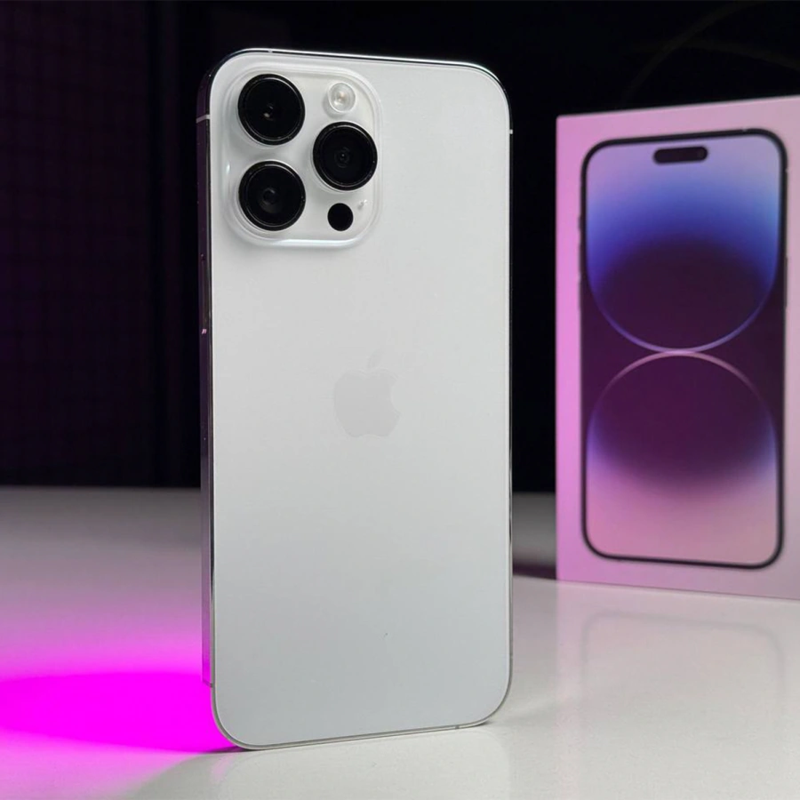 ВЖИВАНИЙ Б/У Apple iPhone 14 Pro Max 128GB Silver (MQ9Q3) - Состояние: хороший | Аккумулятор: 100% | Комплектация: полный | Гарантия: 3 мес.