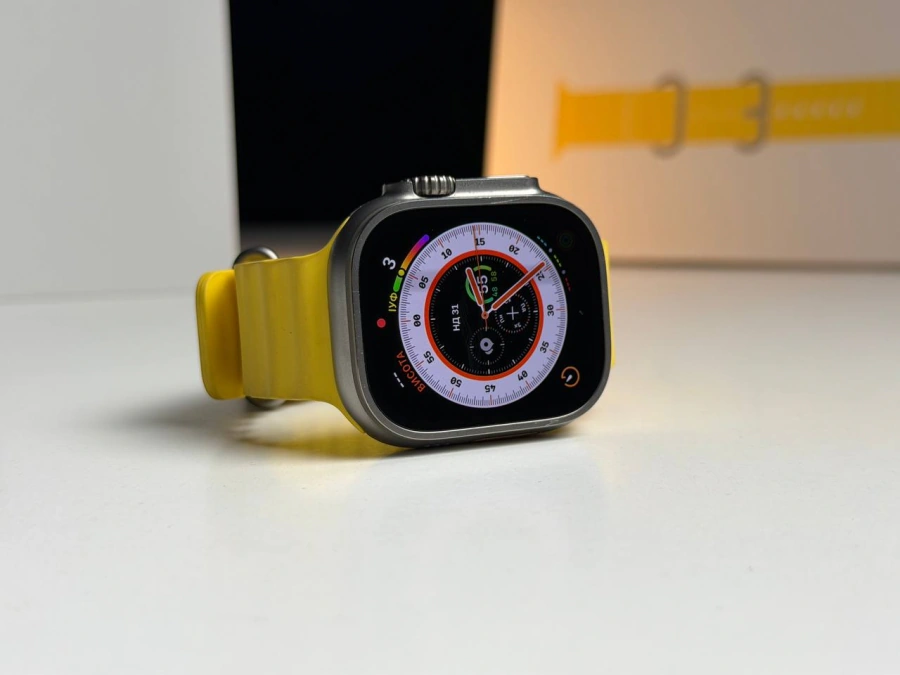 ВЖИВАНИЙ Б/У Apple Watch Ultra GPS + Cellular 49mm Titanium Case with Yellow Ocean Band (MNH93, MNHG3) - Состояние: хороший | Аккумулятор: 100% | Комплектация: полный | Гарантия: 3 мес.