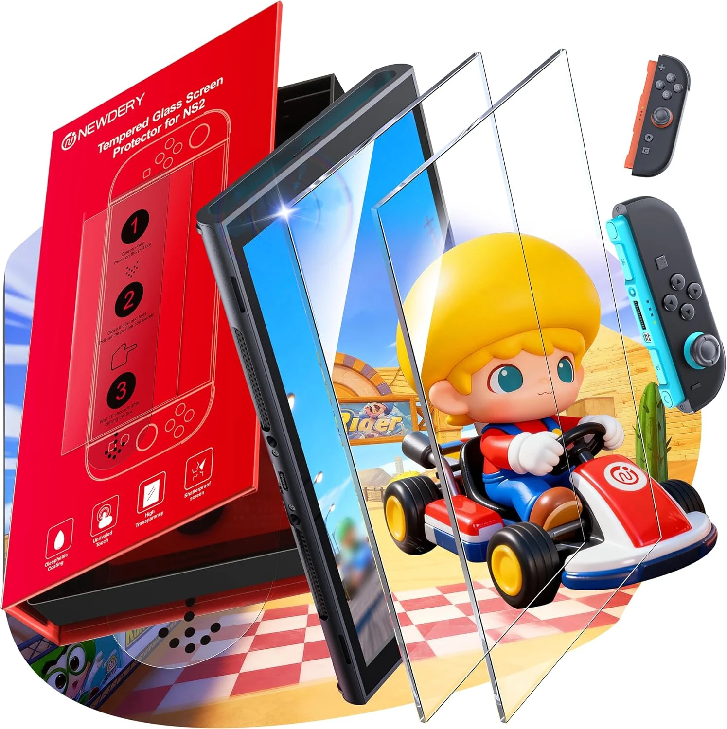 Захисне скло NEWDERY Tempered Glass Screen Protector для Nintendo Switch 2 [2-Pack] (N4S10)
