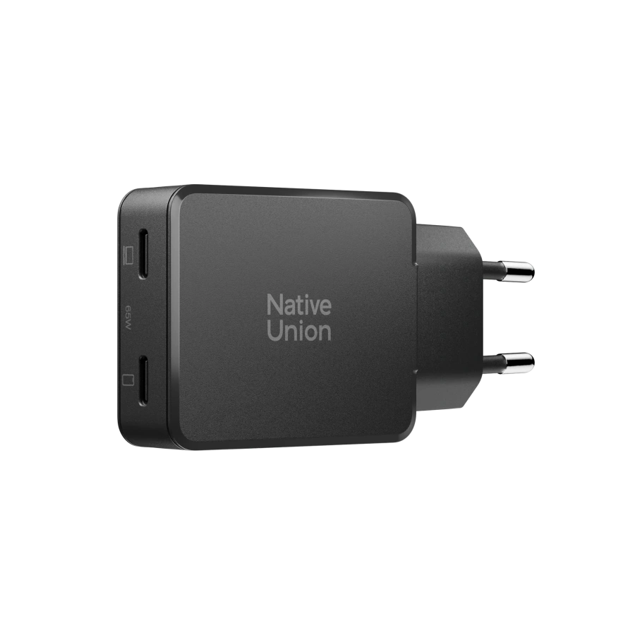 Зарядний пристрій Native Union Pocket GaN Charger PD 65W Dual USB-C - Black (POCK-PD65-BLK-EU)