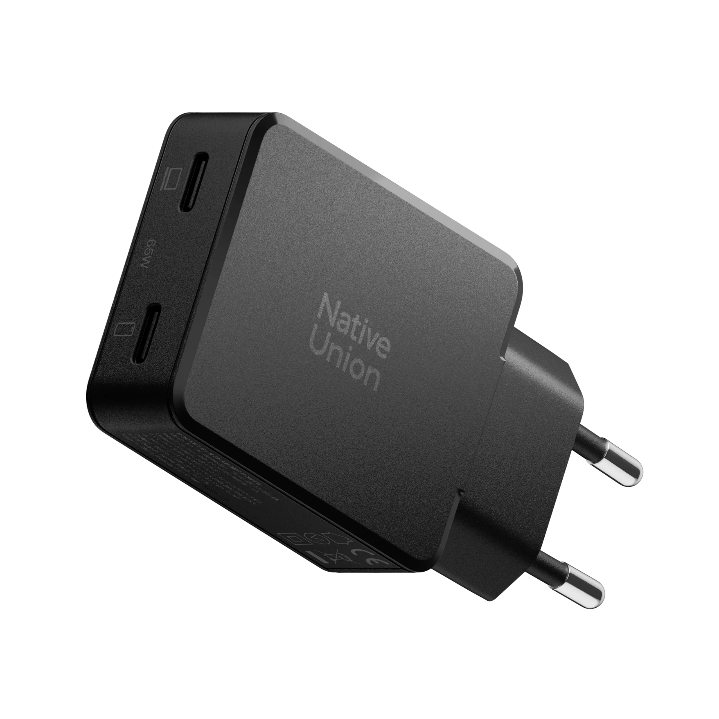 Зарядний пристрій Native Union Pocket GaN Charger PD 65W Dual USB-C - Black (POCK-PD65-BLK-EU)