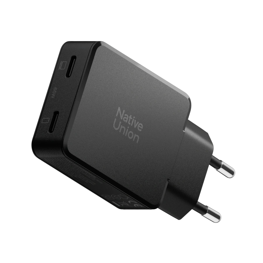 Зарядний пристрій Native Union Pocket GaN Charger PD 65W Dual USB-C - Black (POCK-PD65-BLK-EU)