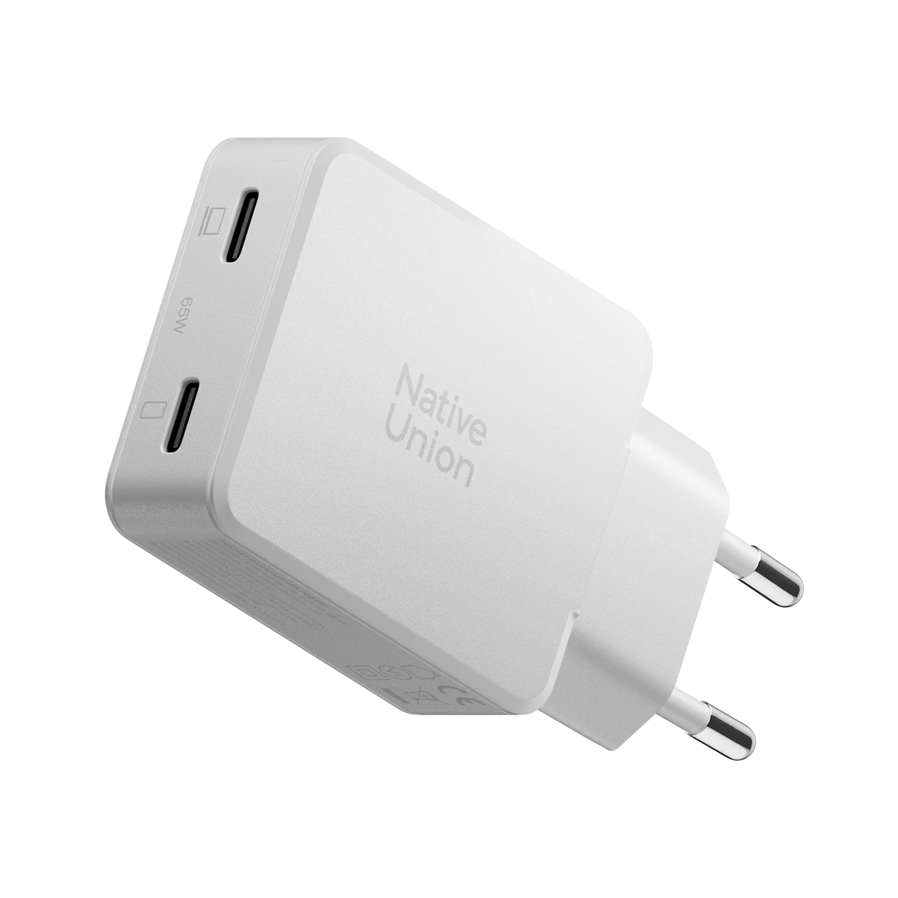 Зарядний пристрій Native Union Pocket GaN Charger PD 65W Dual USB-C - White (POCK-PD65-WHT-EU)